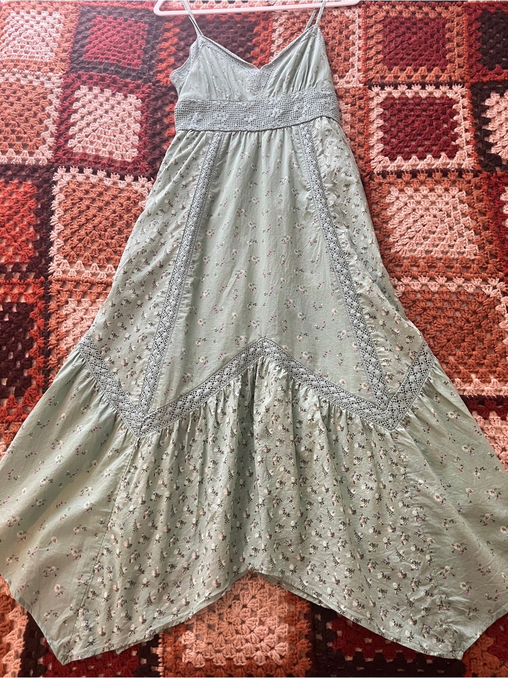 American Eagle Outfitters Sage Green Floral High-Low Dress